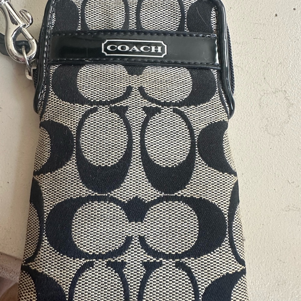 Coach Monogram Black and Grey Wristlet
